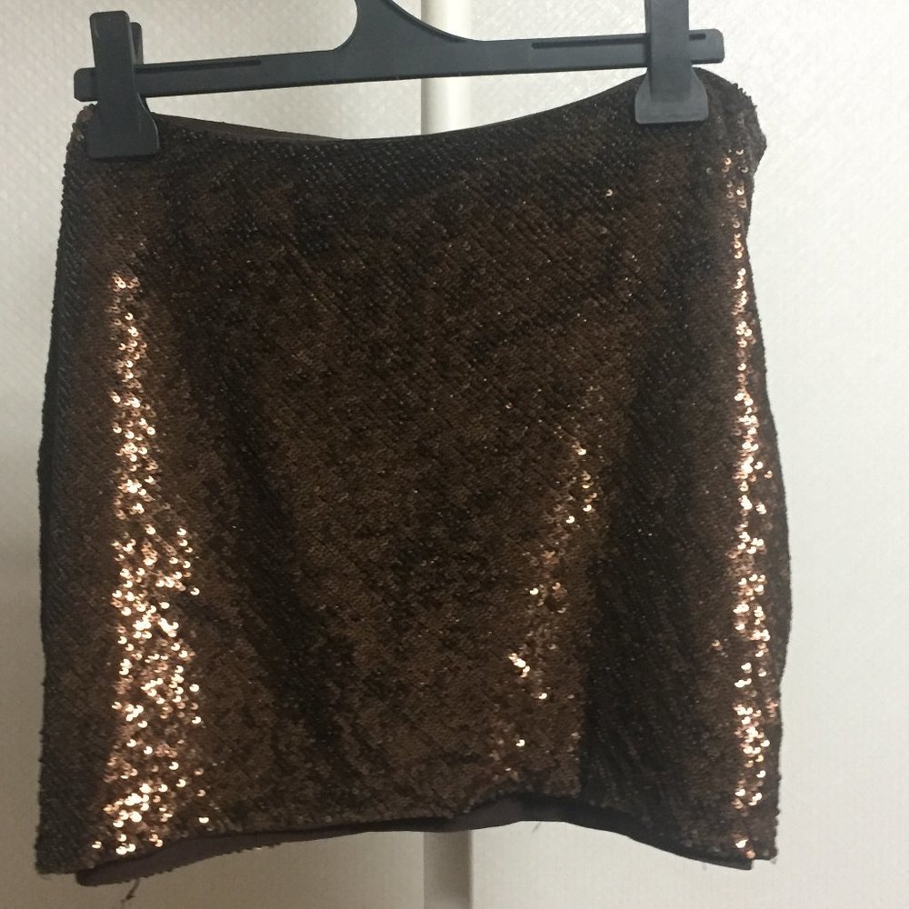 Haute Hippie Sequin Mini Skirt dark brown